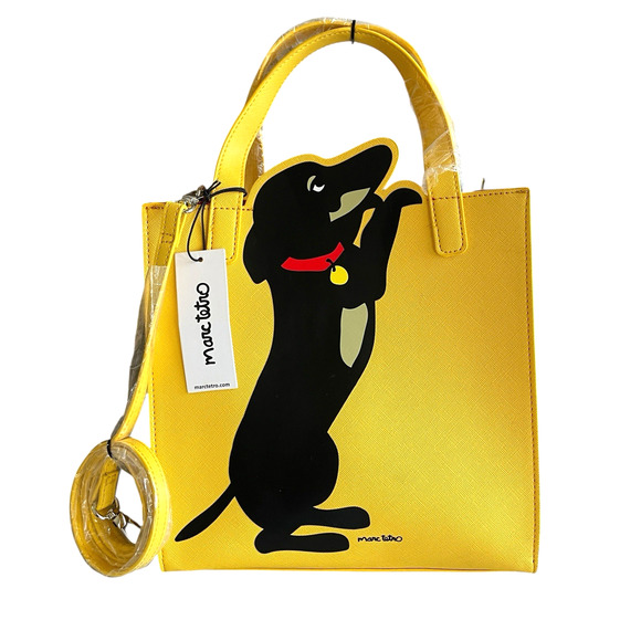 MARC TETRO Dachshund Yellow Mini Lunch Tote Shoulder Handbag Dog Lover Purse NWT - Picture 10 of 10